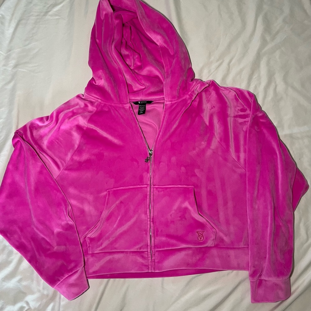 Victoria's Secret Pink Velour Zip-Up Hoodie